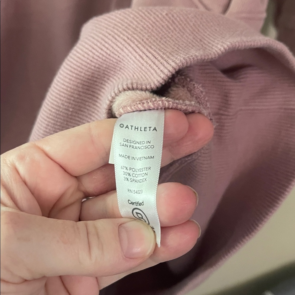Athleta Cozy Karma 1/4 Zip Sweatshirt Dress mauve medium - Picture 6 of 11